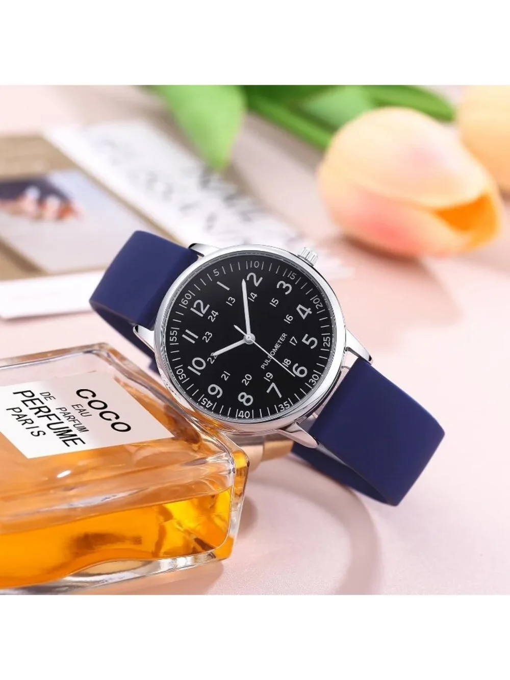 Women's Blue Analog Quartz Solid Silicone Band Read Dial Nurse Round Wrist Watch